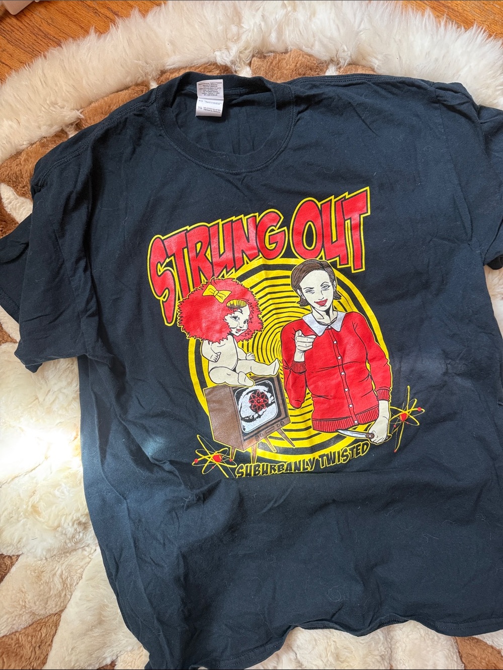 Vintage Punk Rock Strung Out Graphic Tee - Black with Red & Yellow Print